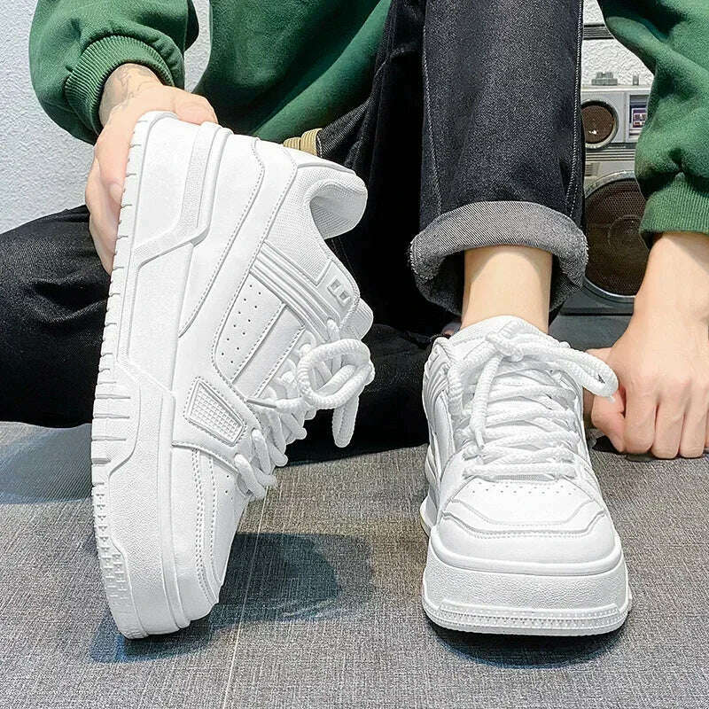 Men's Luxury Sneakers White Leather Casual Shoes Comfortable Running Shoes for Men Luxury Platform Sport Shoes Zapatillas Hombre - KIMLUD
