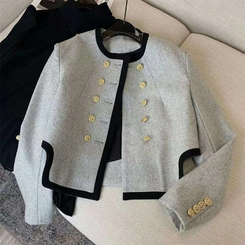 MEXZT Jackets Women Elegant Cropped Tweed Blazers Office Lady Korean Short Irregular Suit Coat Tops Vintage Casual Outerwear New - KIMLUD