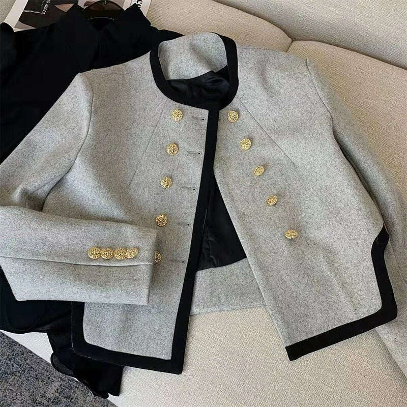 MEXZT Jackets Women Elegant Cropped Tweed Blazers Office Lady Korean Short Irregular Suit Coat Tops Vintage Casual Outerwear New - KIMLUD