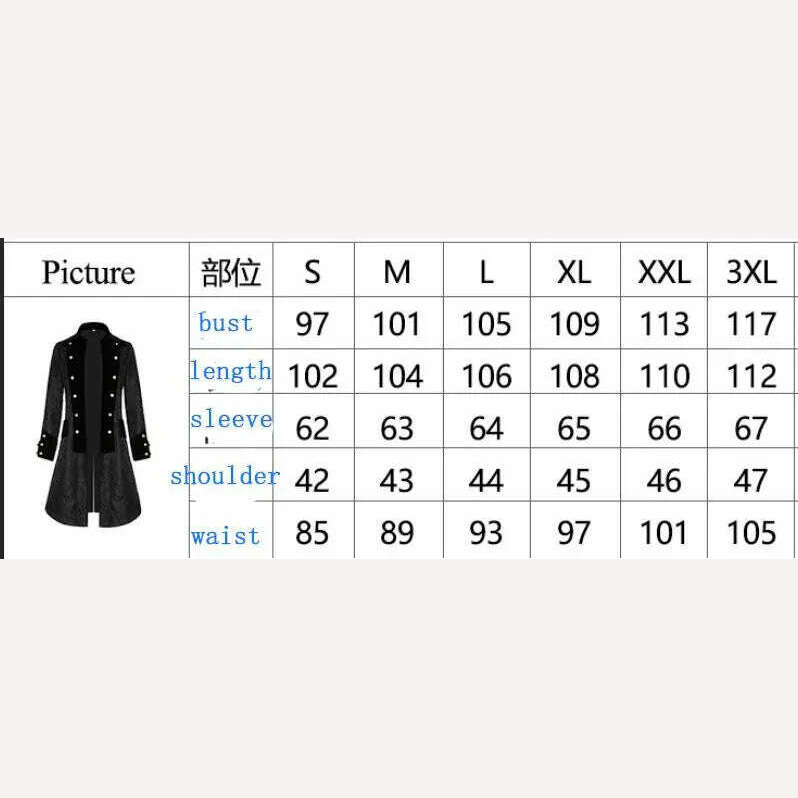 Middle Ages Prince Cosplay Black Turn Down Collar Steampunk Men Jacket Long Sleeve Gothic Noble Men Texudo Medieval Costume - KIMLUD