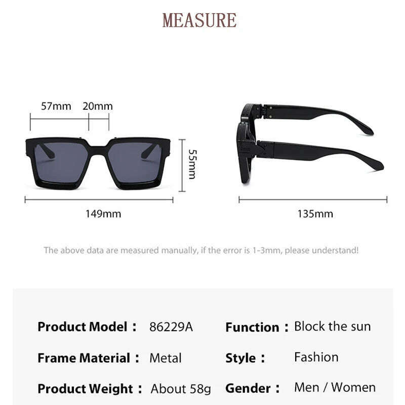 Millionaire Sunglasses For Men Vintage Square Fashion Glasses Luxury Retro Sunglasses Women Trending Punk Gafas De Sol Lentes - KIMLUD