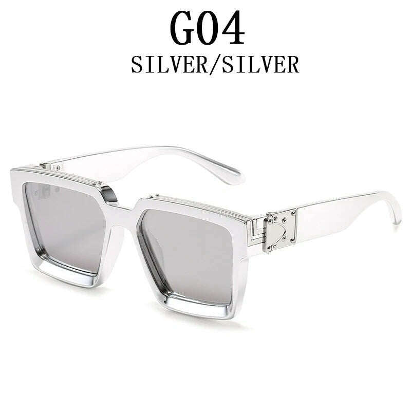 Millionaire Sunglasses For Men Vintage Square Fashion Glasses Luxury Retro Sunglasses Women Trending Punk Gafas De Sol Lentes - KIMLUD