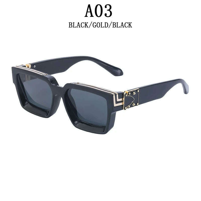 Millionaire Sunglasses For Men Vintage Square Fashion Glasses Luxury Retro Sunglasses Women Trending Punk Gafas De Sol Lentes - KIMLUD