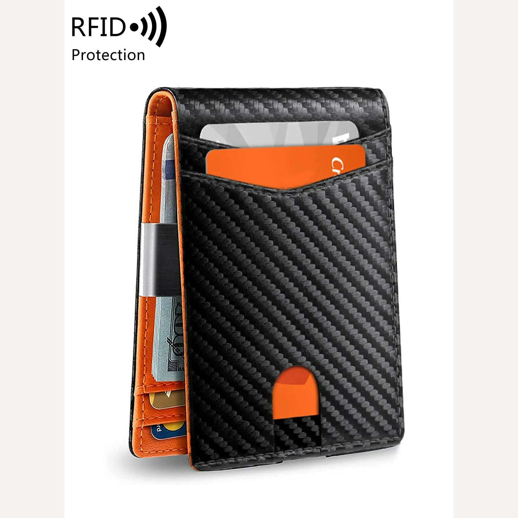 Minimalist men's RFID blocking multi-functional ultra-thin 12-card wallet, front pocket bi-fold solid color portable card holder - KIMLUD