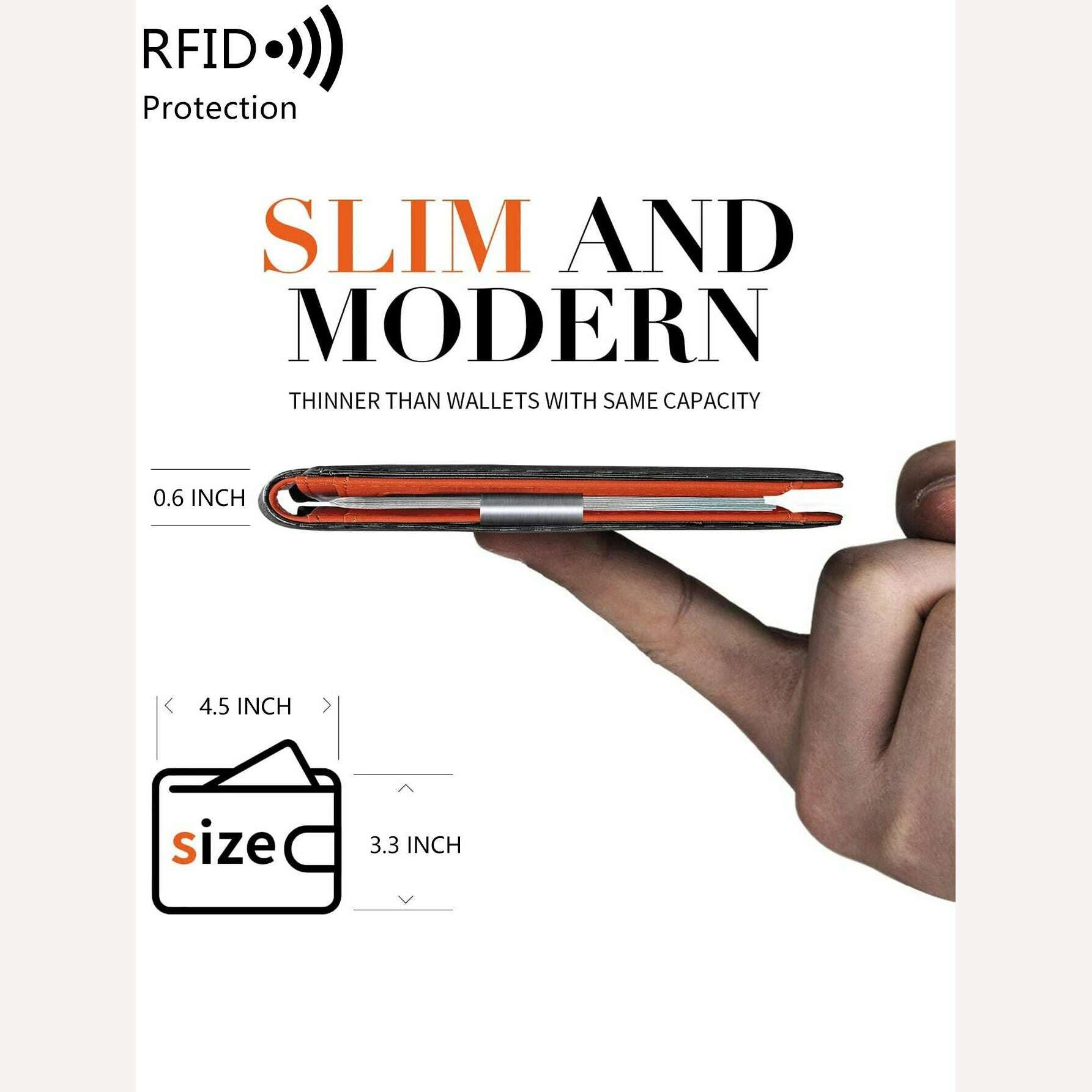 Minimalist men's RFID blocking multi-functional ultra-thin 12-card wallet, front pocket bi-fold solid color portable card holder - KIMLUD