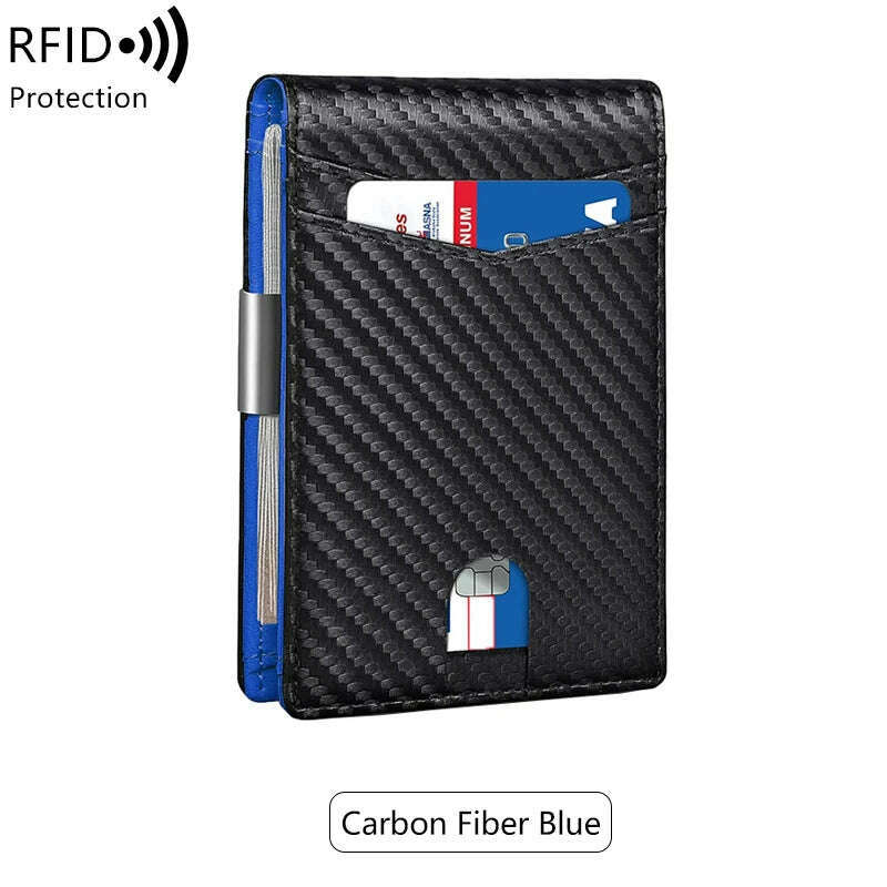 Minimalist men's RFID blocking multi-functional ultra-thin 12-card wallet, front pocket bi-fold solid color portable card holder - KIMLUD