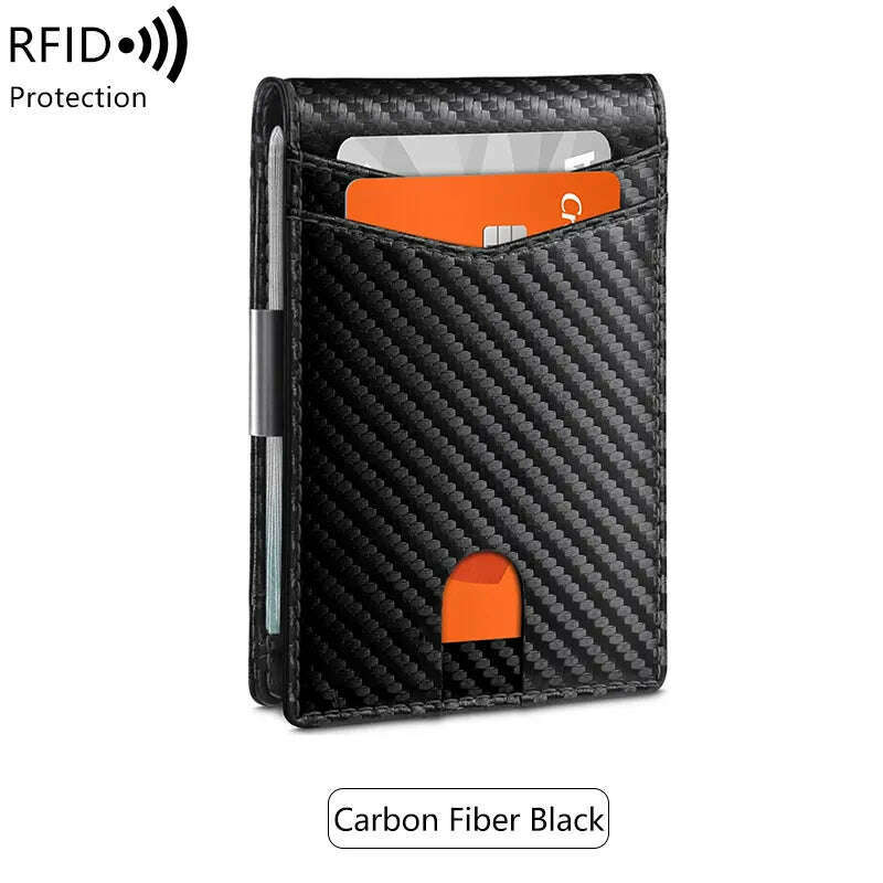 Minimalist men's RFID blocking multi-functional ultra-thin 12-card wallet, front pocket bi-fold solid color portable card holder - KIMLUD