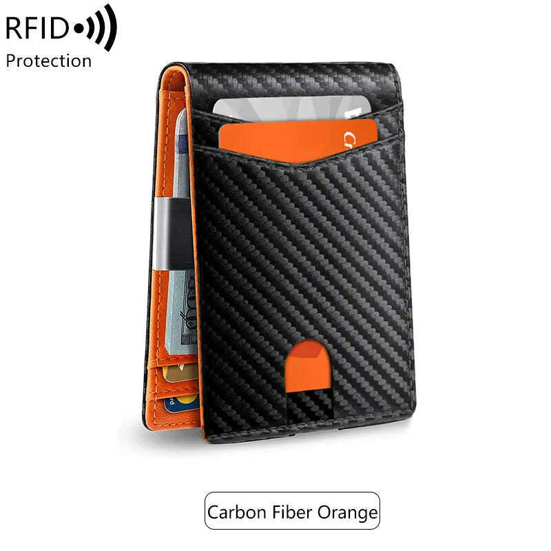 Minimalist men's RFID blocking multi-functional ultra-thin 12-card wallet, front pocket bi-fold solid color portable card holder - KIMLUD