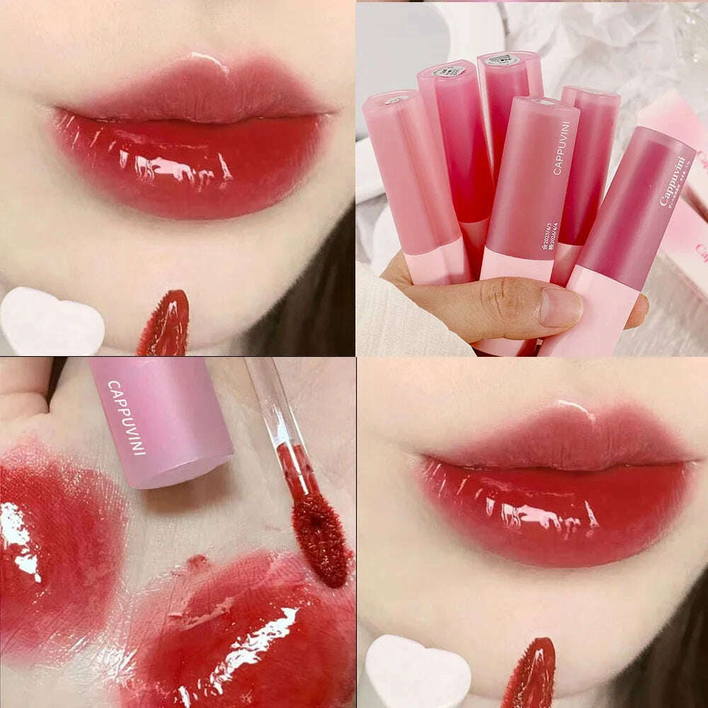 KIMLUD, Mirror Water Lip Glaze Pink Love Heart Moisturizing Sexy Red Lip Tint Liquid Lipstick Makeup Longlasting Non-stick Cup Lip Gloss, A01, KIMLUD Womens Clothes