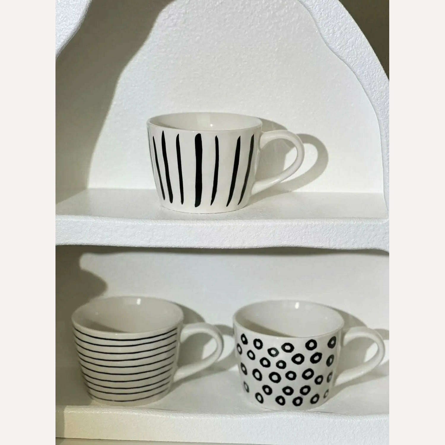 KIMLUD, Mugs American Style Coffee Household Milk Breakfast Ceramics Cup Drinkware Stripe Wave Dot Handle Kitchen Garden, KIMLUD Womens Clothes