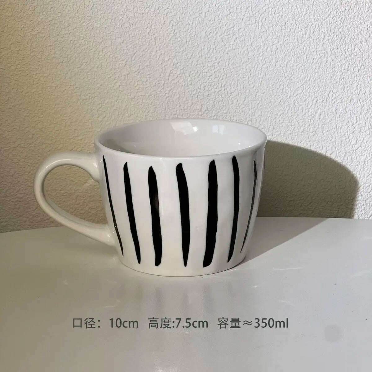 KIMLUD, Mugs American Style Coffee Household Milk Breakfast Ceramics Cup Drinkware Stripe Wave Dot Handle Kitchen Garden, C  10X7.5CM / 350ML, KIMLUD Womens Clothes