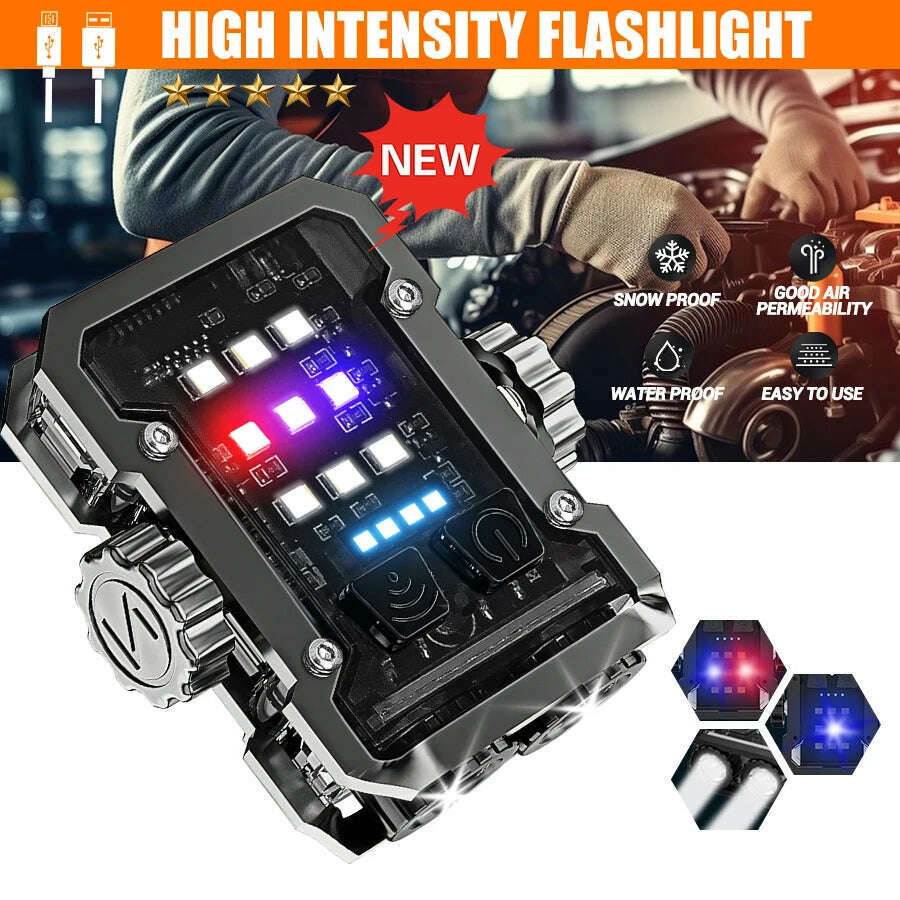 KIMLUD, Multifunctional Portable Mini LED Flashlight Type-c Rechargeable 6 Lighting Mode Torch Finger Gyroscope Outdoor Emergency Lamp, KIMLUD Womens Clothes