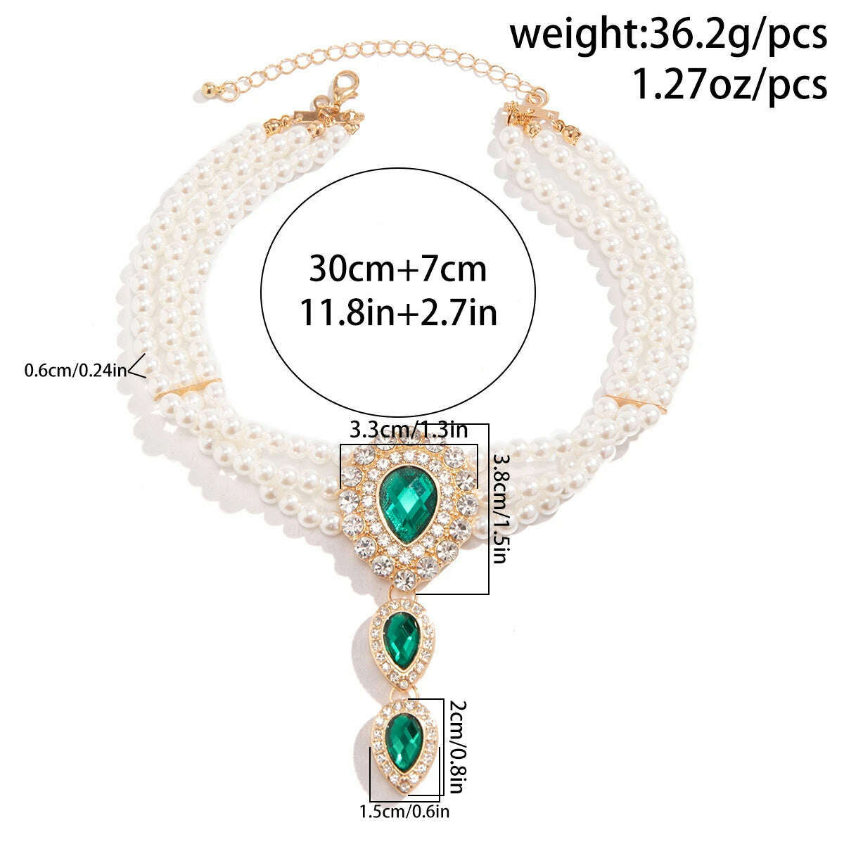 Multilayer Elegant Imitation Pearl Chain Necklace Bracelet for Women Creative Water Drop Rhinestone Jewelry Set Wed Accessories - KIMLUD