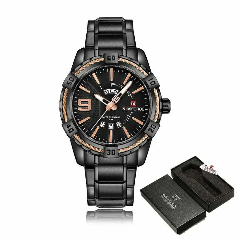 NAVIFORCE Luxury Brand Men&#39;s WristWatch Original Fashion Quartz Classic Watches For Men Waterproof Business Steel Band Clock Man - KIMLUD