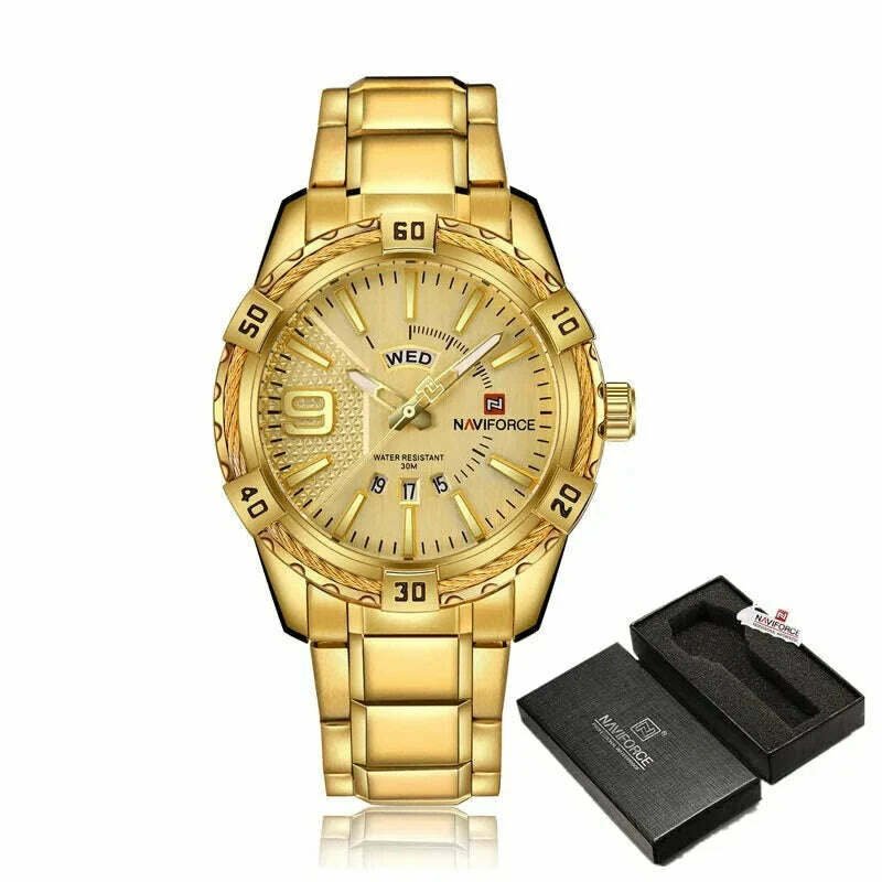 NAVIFORCE Luxury Brand Men&#39;s WristWatch Original Fashion Quartz Classic Watches For Men Waterproof Business Steel Band Clock Man - KIMLUD