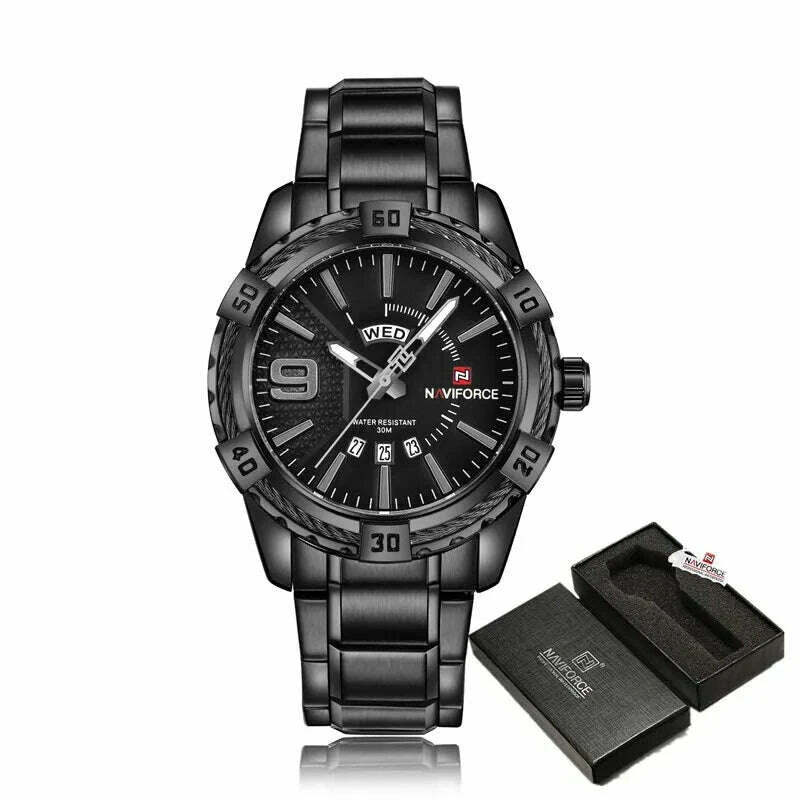 NAVIFORCE Luxury Brand Men&#39;s WristWatch Original Fashion Quartz Classic Watches For Men Waterproof Business Steel Band Clock Man - KIMLUD