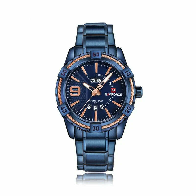 NAVIFORCE Luxury Brand Men&#39;s WristWatch Original Fashion Quartz Classic Watches For Men Waterproof Business Steel Band Clock Man - KIMLUD