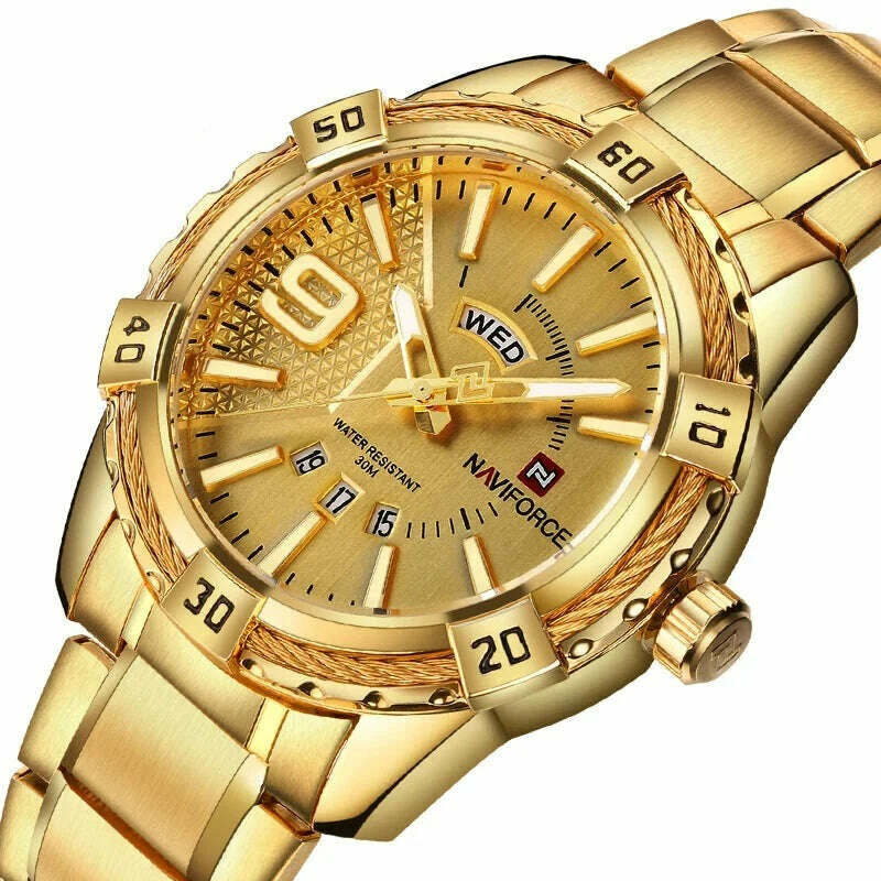 NAVIFORCE Luxury Brand Men&#39;s WristWatch Original Fashion Quartz Classic Watches For Men Waterproof Business Steel Band Clock Man - KIMLUD