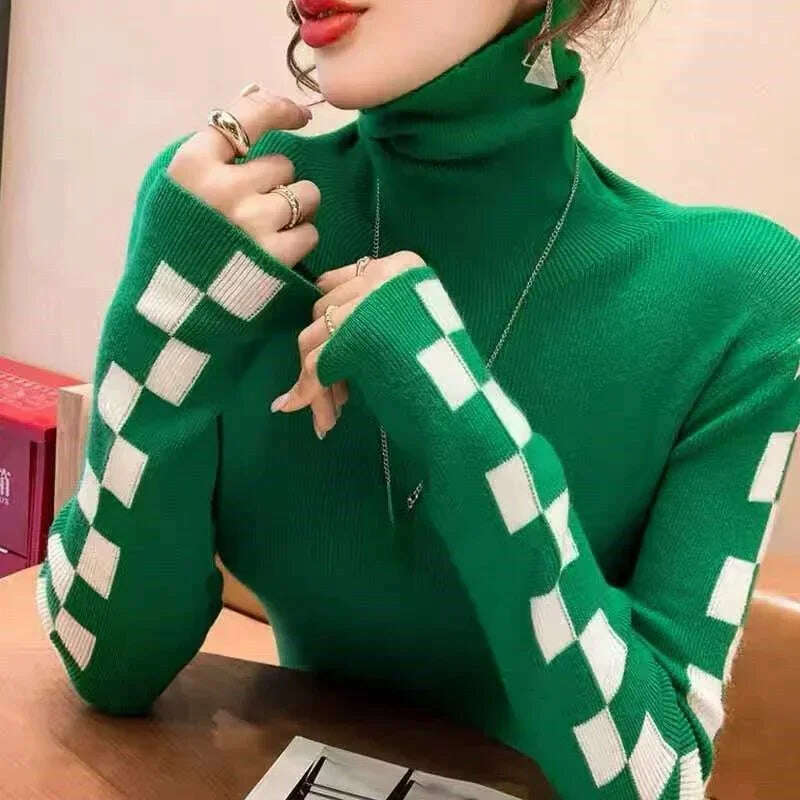 Neploe 2022 Autumn New All-match Sweaters Women Simple Turtleneck Bottoming Tops Women Y2k Long Sleeve Knitted Pullover - KIMLUD