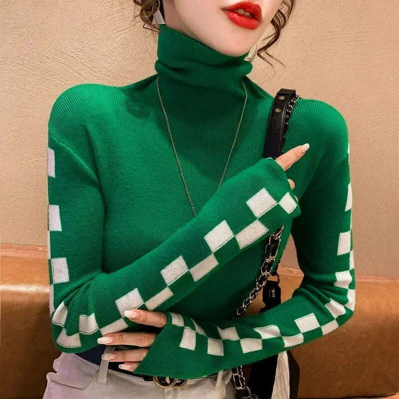 Neploe 2022 Autumn New All-match Sweaters Women Simple Turtleneck Bottoming Tops Women Y2k Long Sleeve Knitted Pullover - KIMLUD