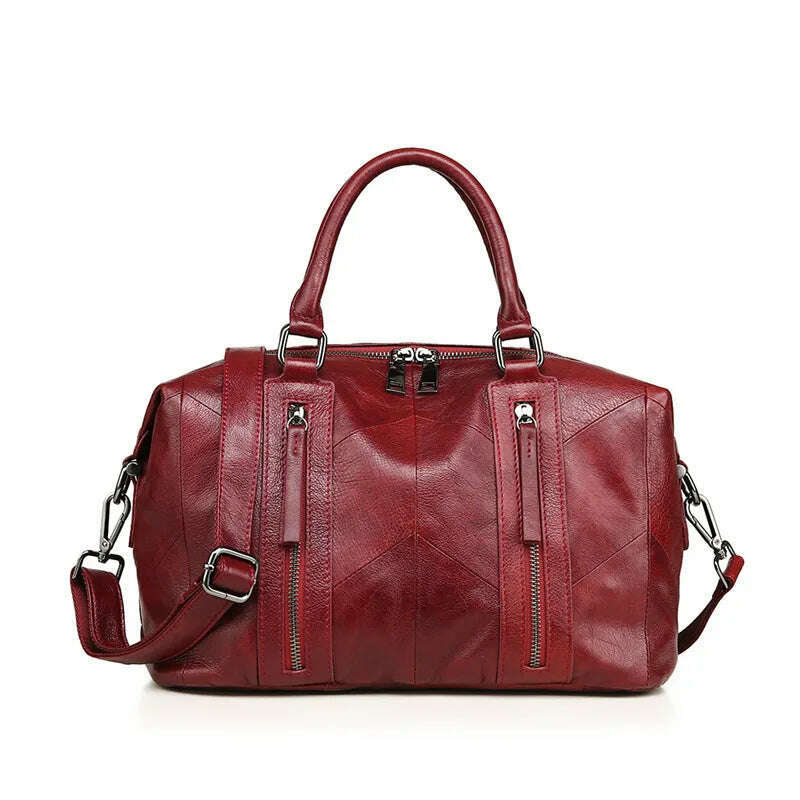 KIMLUD, Nesitu High Quality Fashion Red Black Blue Genuine Leather Women Handbags Girl Female Totes Lady Shoulder Messenger Bags M8958, KIMLUD Womens Clothes