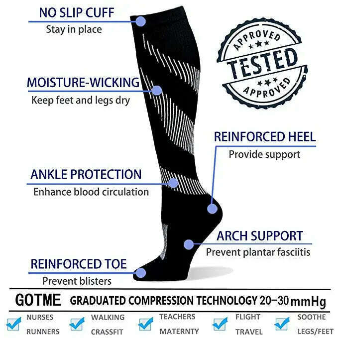 New Arrival Stockings Compression Golf Sport Socks Medical Nursing Stockings Prevent Varicose Veins Socks Fit For Rugby Socks - KIMLUD