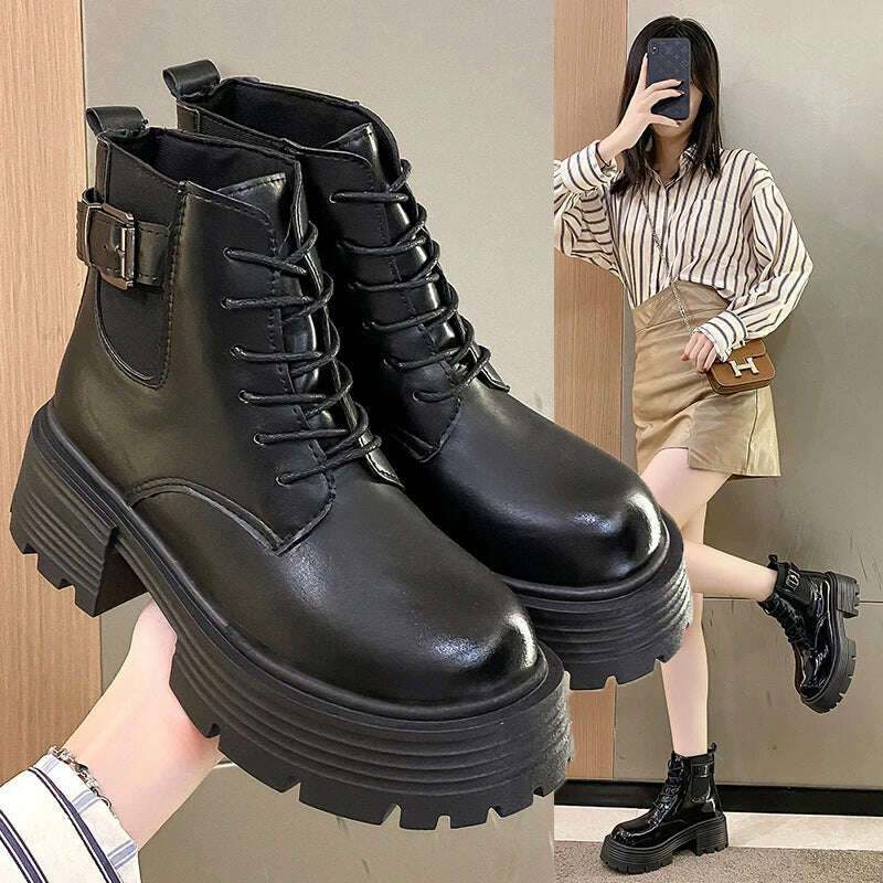 New British Style Princess Anime Student Cosplay PU Leather Shoes Women Japanese Party Korean Cute College School Single Boots - KIMLUD