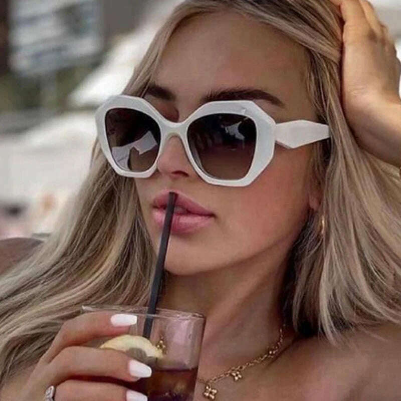 New Fashion Irregular Large Frame White Sunglasses Men's and Women's Brand Candy Color Glasses UV400 Eyewear Outdoor Goggles - KIMLUD