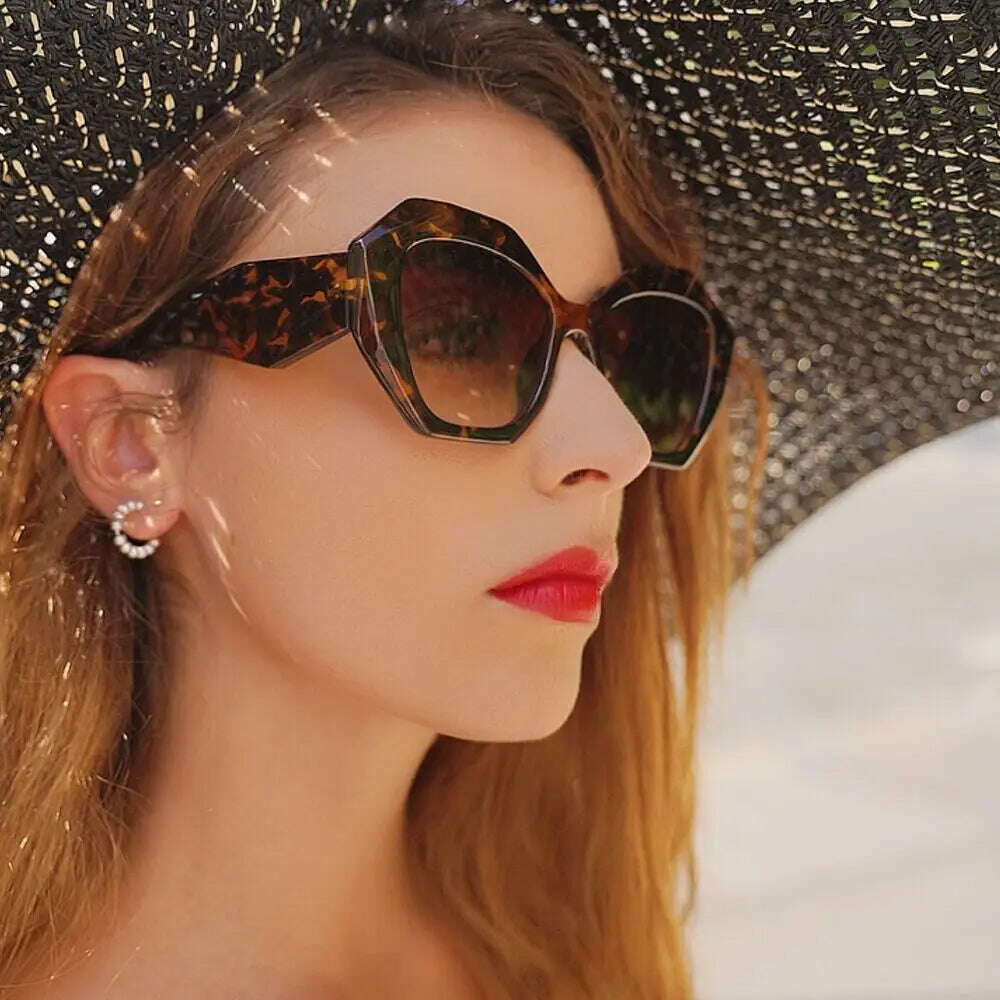 New Fashion Irregular Large Frame White Sunglasses Men's and Women's Brand Candy Color Glasses UV400 Eyewear Outdoor Goggles - KIMLUD