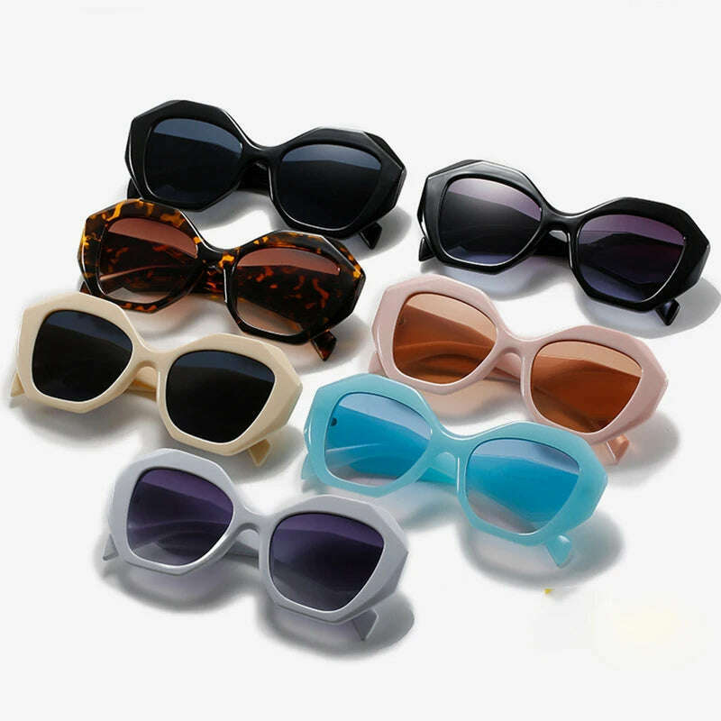 New Fashion Irregular Large Frame White Sunglasses Men's and Women's Brand Candy Color Glasses UV400 Eyewear Outdoor Goggles - KIMLUD