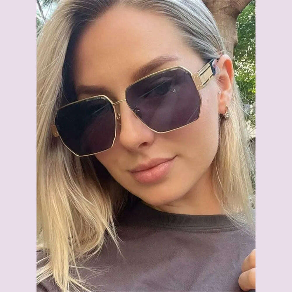 New Fashion Square Oversized Sunglasses Women Big Frame Colorful Sun Glasses Female Oculos Unisex Black Shades Gafas De Sol - KIMLUD