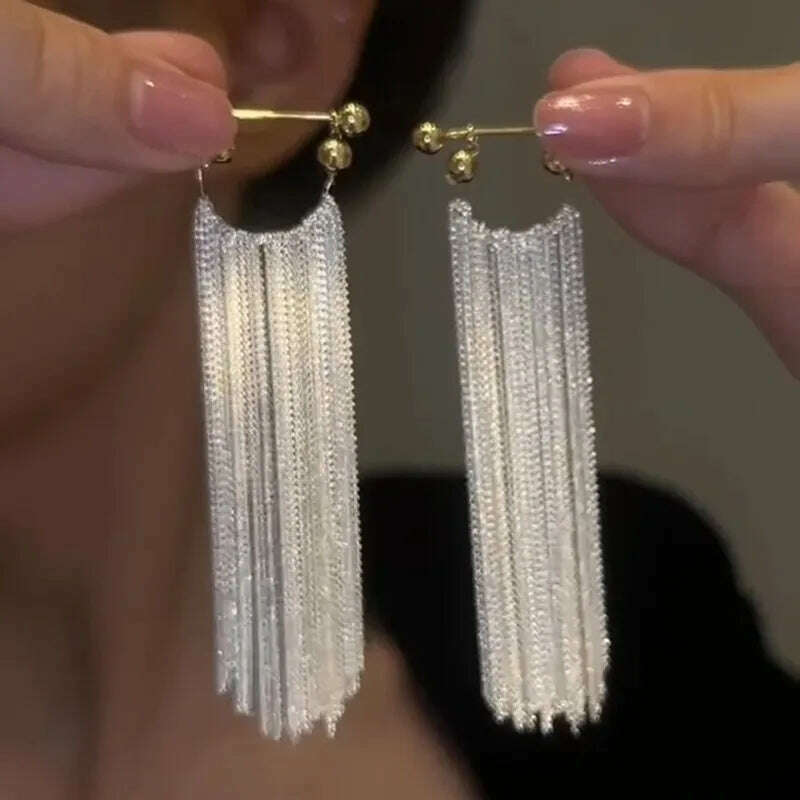 New Fashion Trend Unique Design Elegant Exquisite Light Luxury Long Tassel Earrings Female Jewelry Party Premium Gift Wholesale - KIMLUD