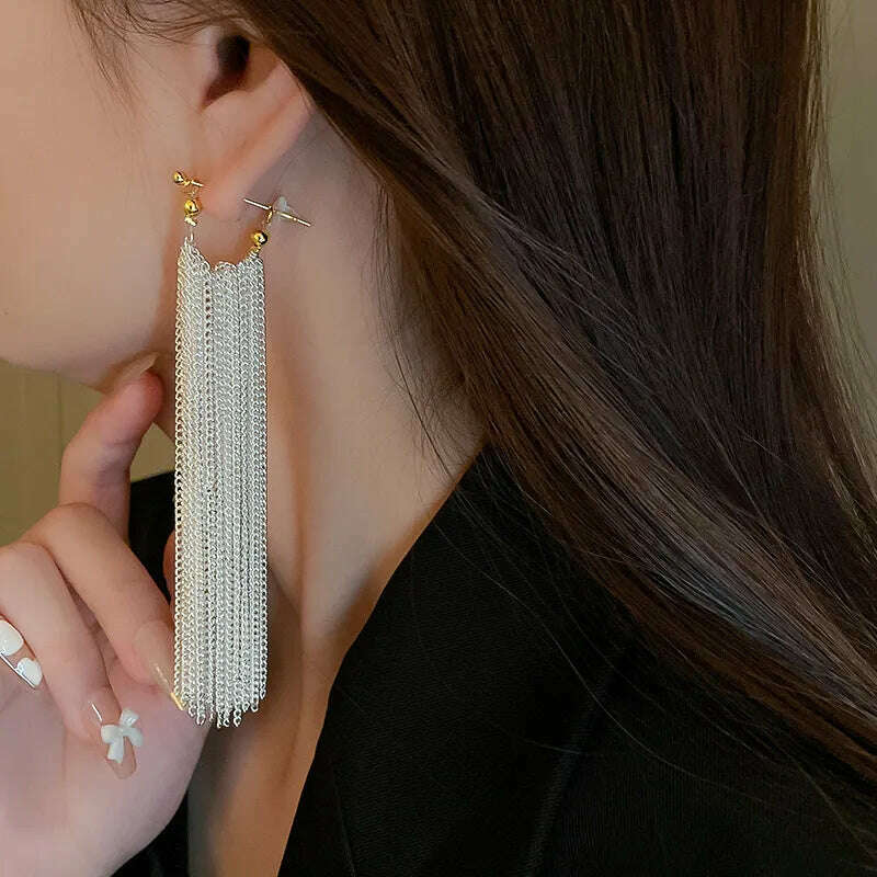 New Fashion Trend Unique Design Elegant Exquisite Light Luxury Long Tassel Earrings Female Jewelry Party Premium Gift Wholesale - KIMLUD