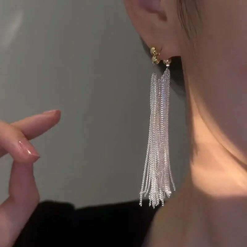New Fashion Trend Unique Design Elegant Exquisite Light Luxury Long Tassel Earrings Female Jewelry Party Premium Gift Wholesale - KIMLUD