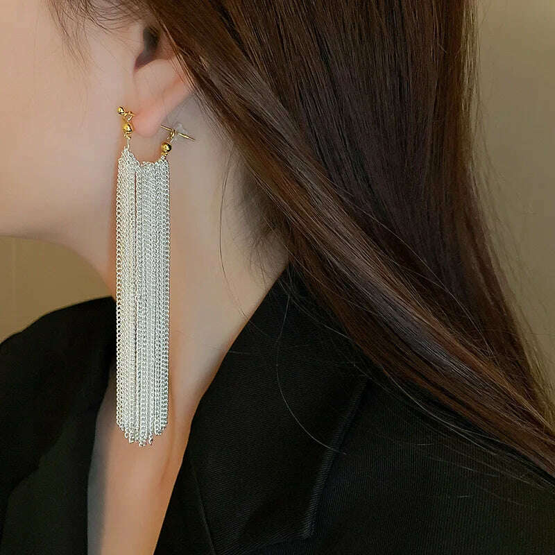 New Fashion Trend Unique Design Elegant Exquisite Light Luxury Long Tassel Earrings Female Jewelry Party Premium Gift Wholesale - KIMLUD