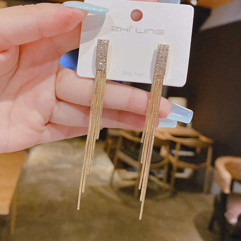 New Fashion Trend Unique Design Elegant Exquisite Light Luxury Long Tassel Earrings Female Jewelry Party Premium Gift Wholesale - KIMLUD