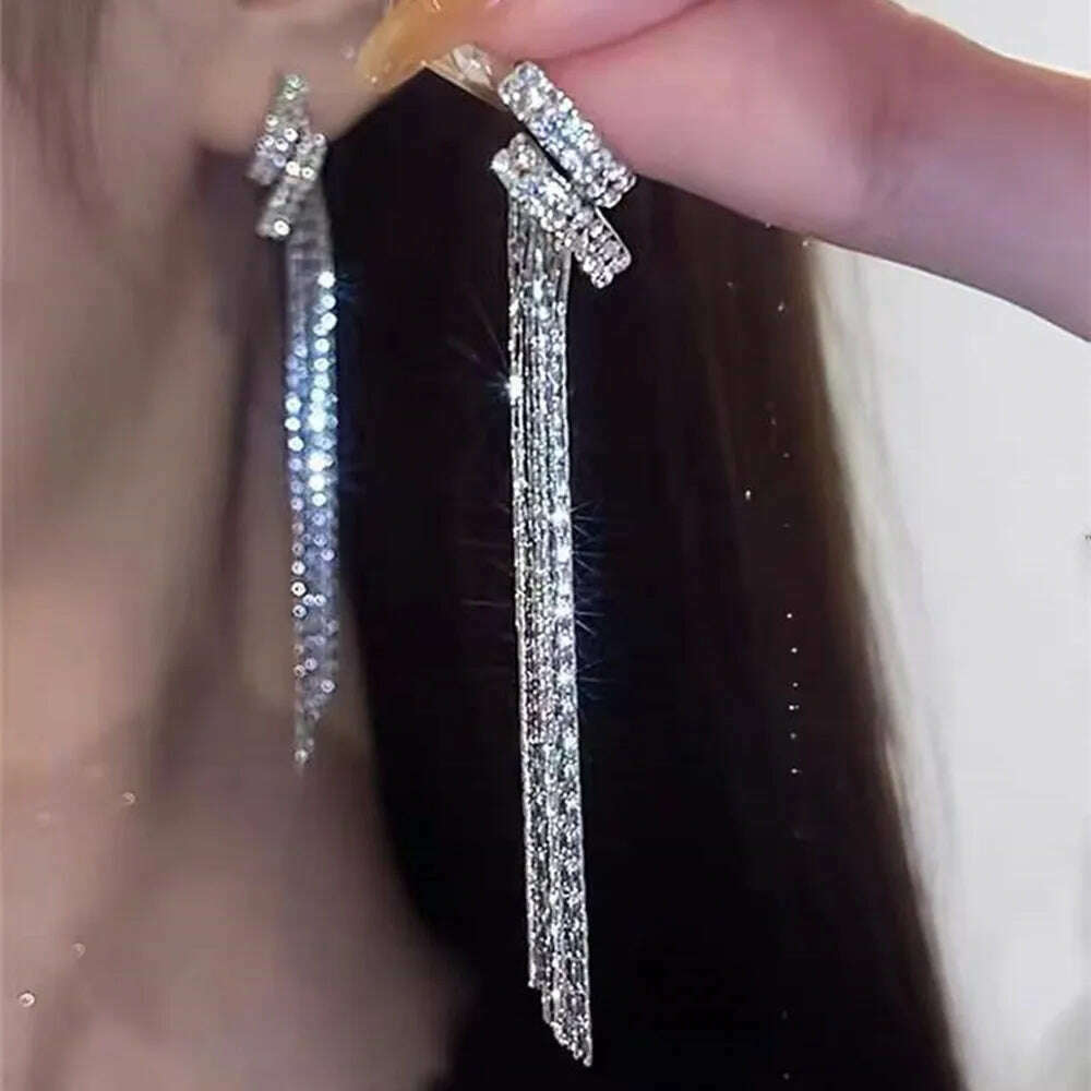 New Fashion Trend Unique Design Elegant Exquisite Light Luxury Long Tassel Earrings Female Jewelry Party Premium Gift Wholesale - KIMLUD