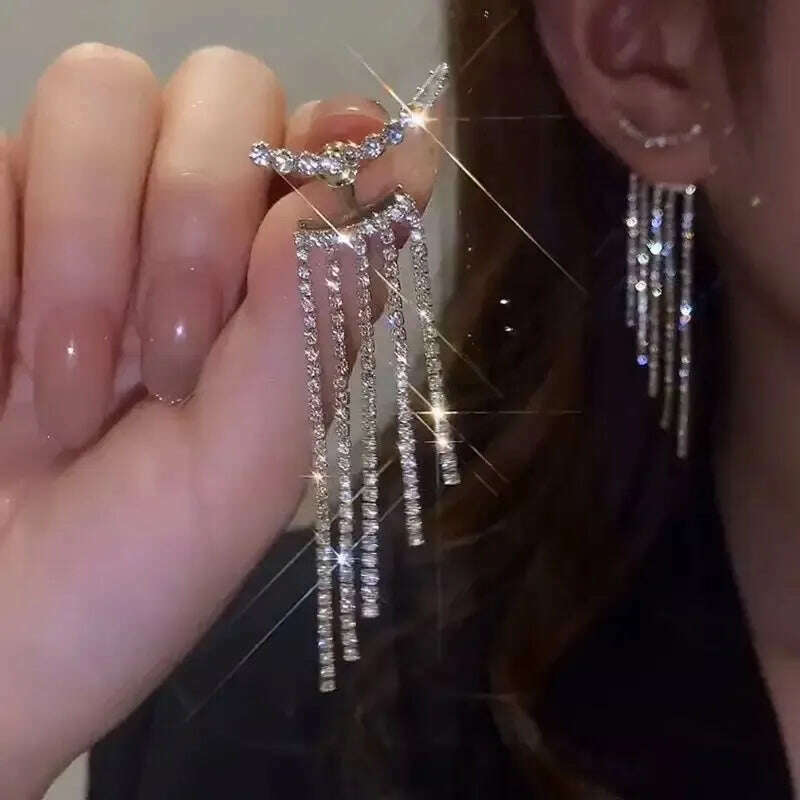 New Fashion Trend Unique Design Elegant Exquisite Light Luxury Long Tassel Earrings Female Jewelry Party Premium Gift Wholesale - KIMLUD