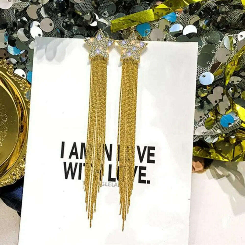 New Fashion Trend Unique Design Elegant Exquisite Light Luxury Long Tassel Earrings Female Jewelry Party Premium Gift Wholesale - KIMLUD