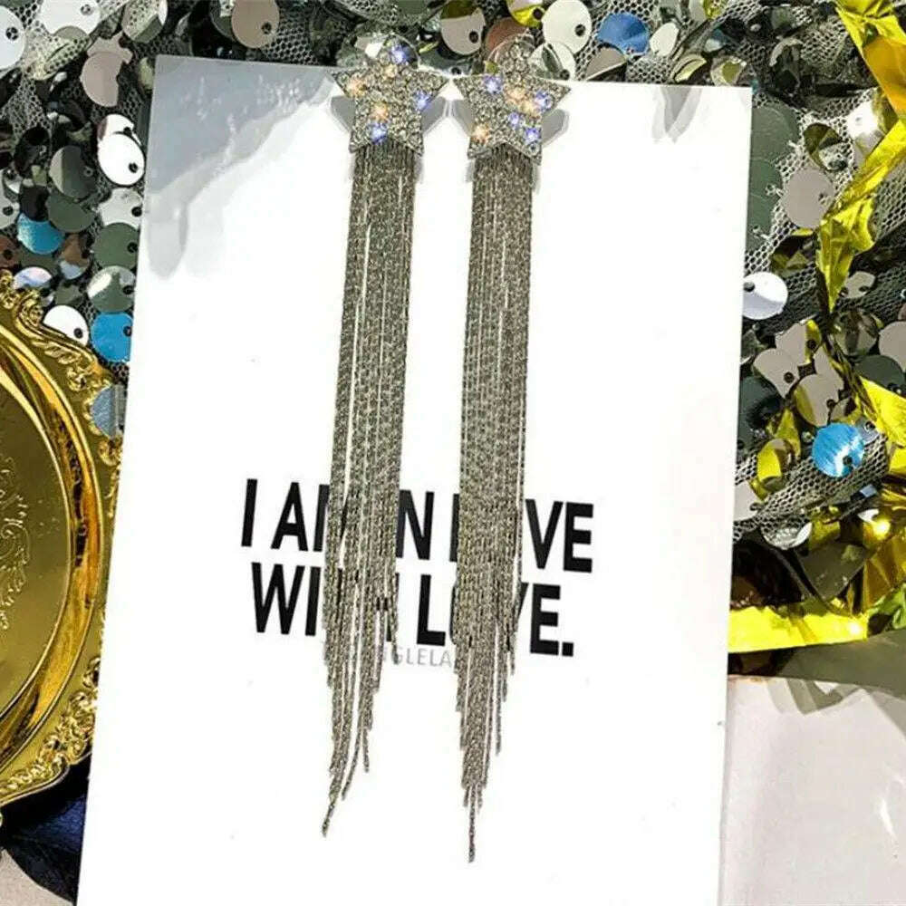 New Fashion Trend Unique Design Elegant Exquisite Light Luxury Long Tassel Earrings Female Jewelry Party Premium Gift Wholesale - KIMLUD