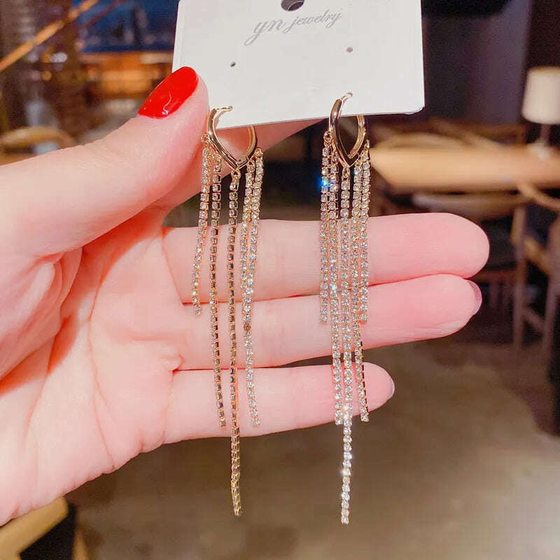 New Fashion Trend Unique Design Elegant Exquisite Light Luxury Long Tassel Earrings Female Jewelry Party Premium Gift Wholesale - KIMLUD