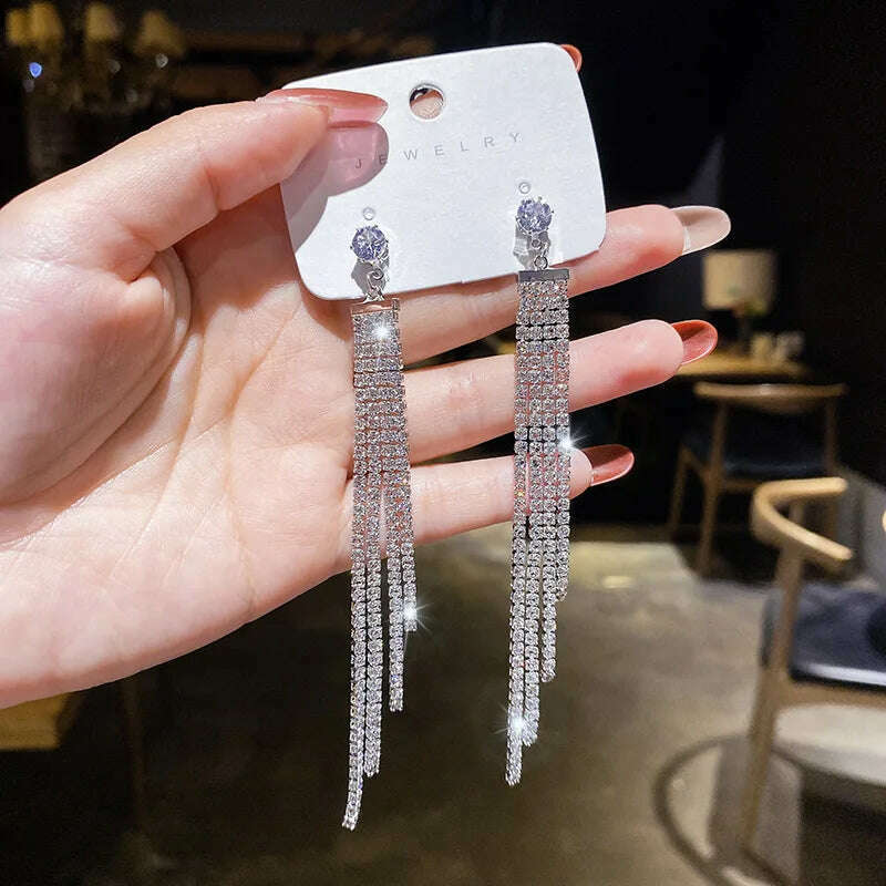 New Fashion Trend Unique Design Elegant Exquisite Light Luxury Long Tassel Earrings Female Jewelry Party Premium Gift Wholesale - KIMLUD