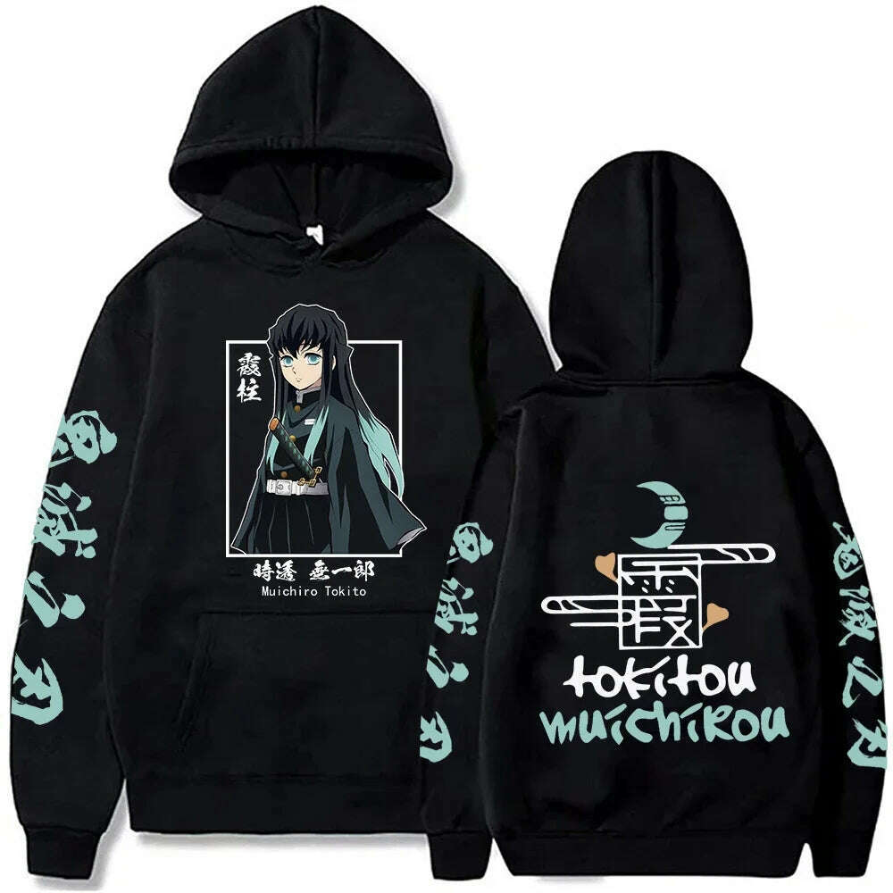 KIMLUD, New Funny Japan Anime Demon Slayer Women Hoodies Plus Size Sweatshirt Harajuku Muichiro Tokito Printed Hooded Girl Pullover, KIMLUD Womens Clothes