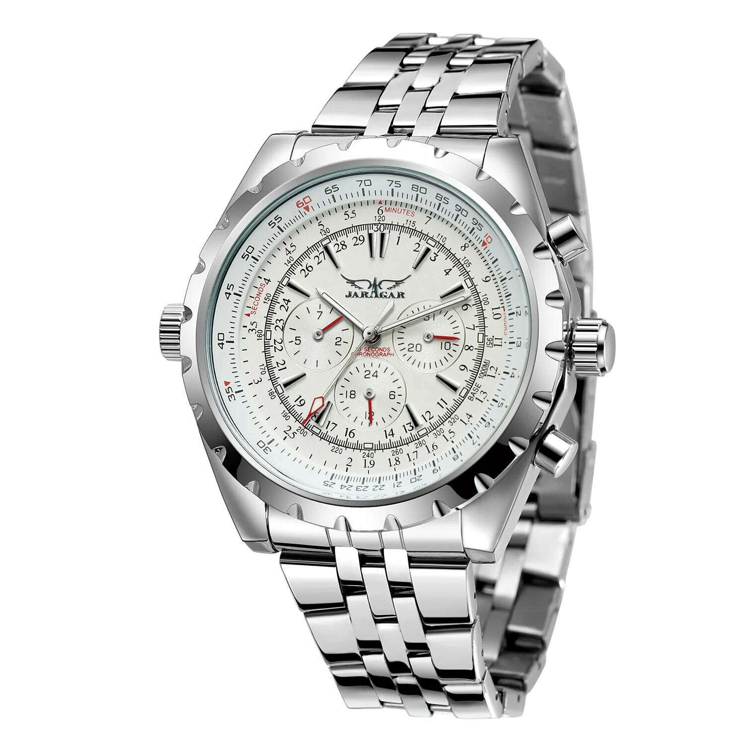 New Jaragar Blue Glass Design Automatic Watch For Men Stainless Steel Date Clock Luminous Business Mechanical Wristwatch - KIMLUD