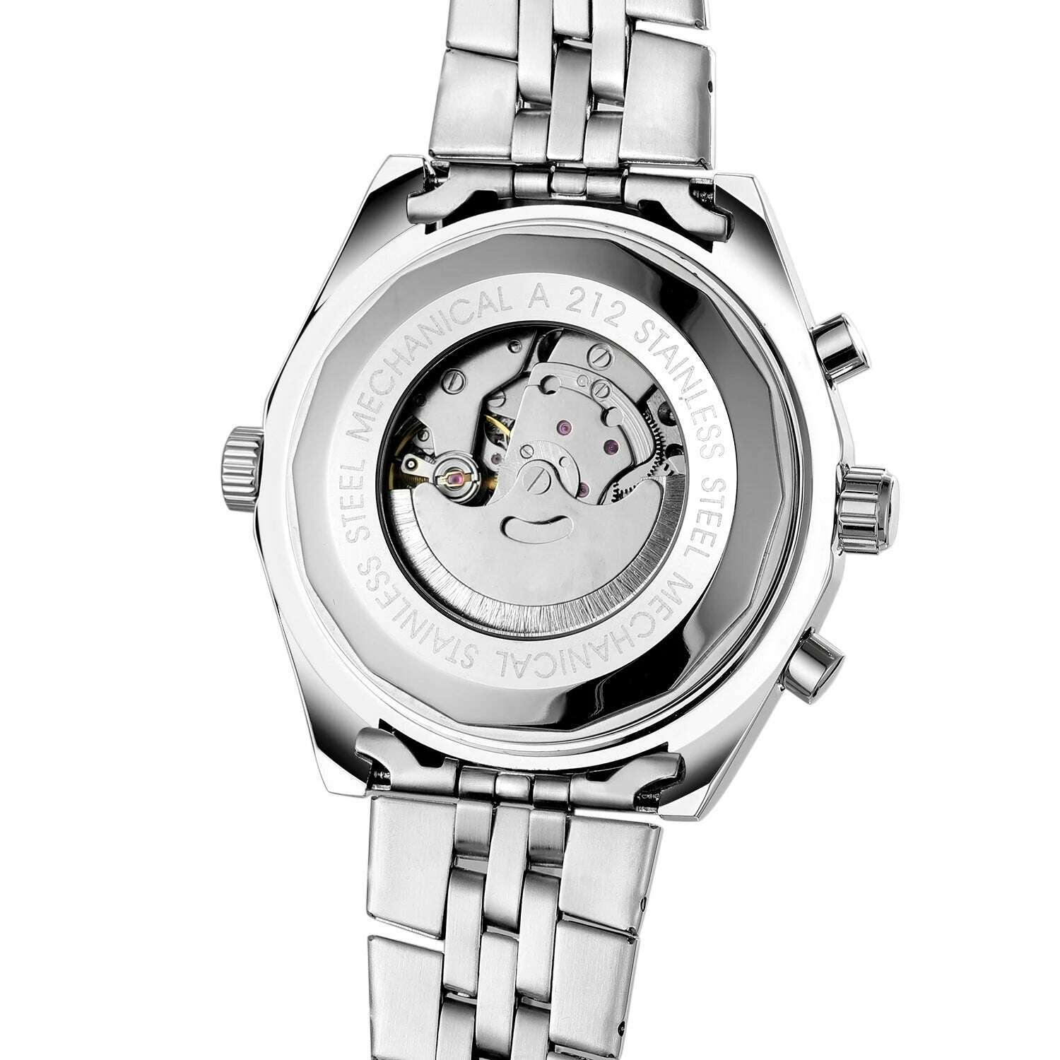 New Jaragar Blue Glass Design Automatic Watch For Men Stainless Steel Date Clock Luminous Business Mechanical Wristwatch - KIMLUD