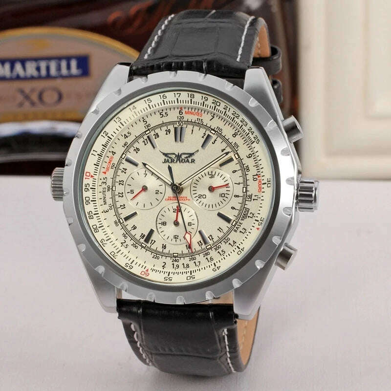 New Jaragar Blue Glass Design Automatic Watch For Men Stainless Steel Date Clock Luminous Business Mechanical Wristwatch - KIMLUD