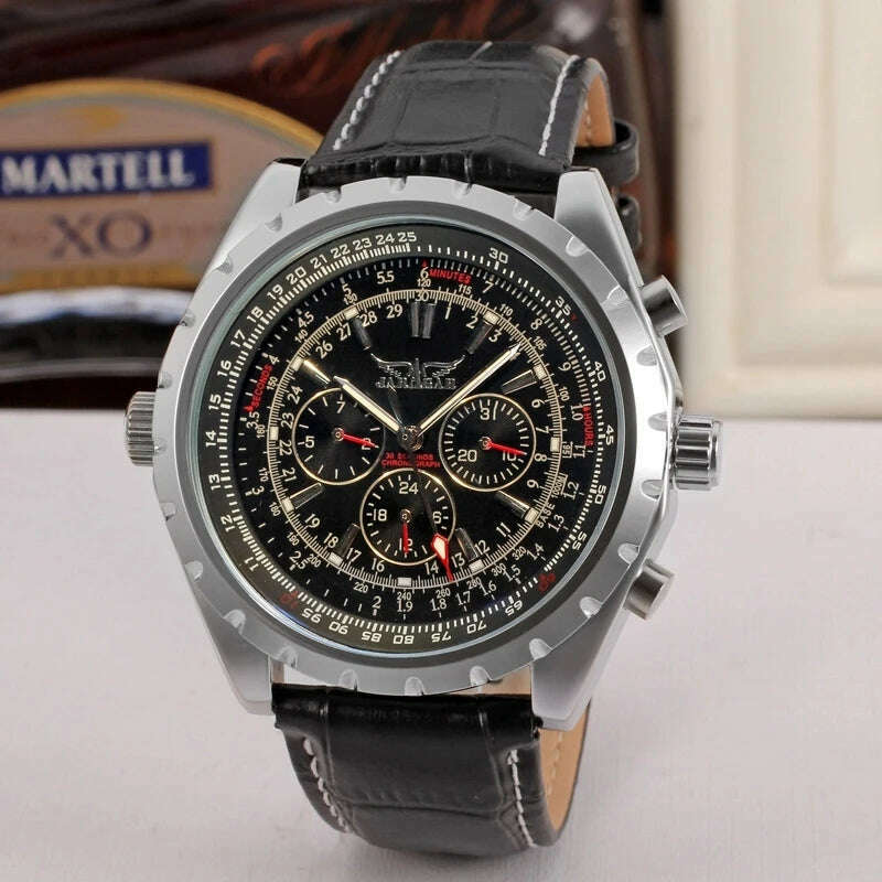 New Jaragar Blue Glass Design Automatic Watch For Men Stainless Steel Date Clock Luminous Business Mechanical Wristwatch - KIMLUD