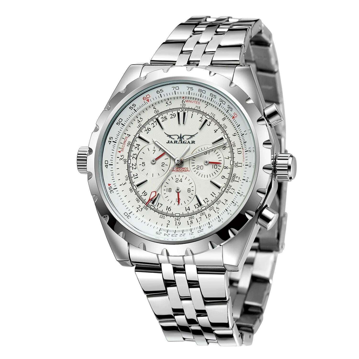 New Jaragar Blue Glass Design Automatic Watch For Men Stainless Steel Date Clock Luminous Business Mechanical Wristwatch - KIMLUD
