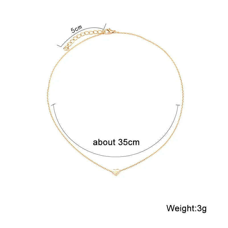 New Minimalist Clavicle Necklaces for Women Tiny Heart LOVE Necklaces Dainty Fashion Jewelry Beach Summer Collares Bijoux - KIMLUD