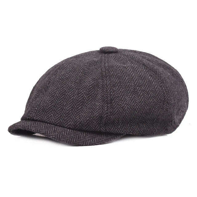 Newsboy Hat Men Beret Cabbie Driving Hunting Caps Vintage Tweed Peaky Blinders Berets Flat Peaked Cap Street Hats for Men Women - KIMLUD